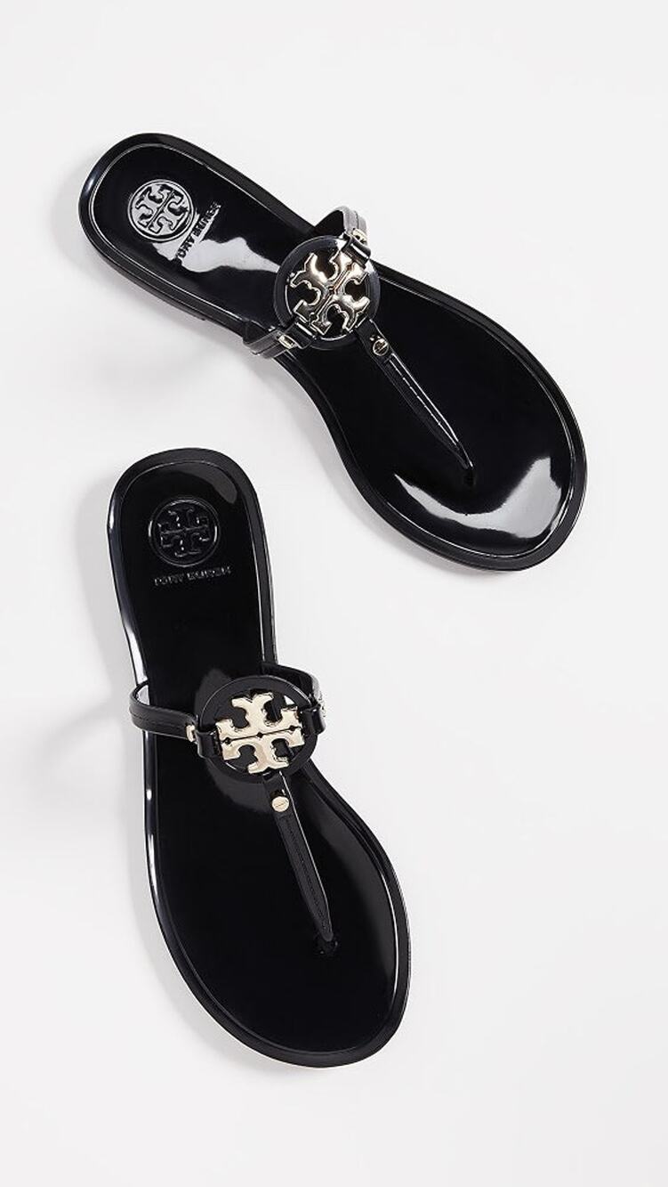 Tory Burch Mini Miller Thong Flip Flops Sandals Perfect Black Women's Size US 7